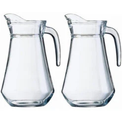 Merkloos 2x Schenkkan Van Glas 1 Liter Van 20 Cm - Schenkkannen