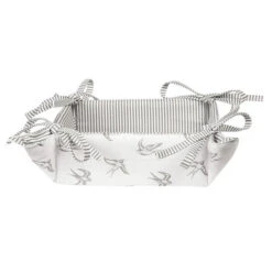 Clayre & Eef Broodmand 35x35x8 Cm Grijs Wit Katoen Zwaluw Cadeau Keuken Grijs Cadeau Keuken