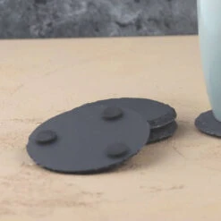 Orange85 Zwarte Onderzetters Voor Glazen 4 Stuks Leisteen Rond -Keukendrank Winkel 2467265 24038351