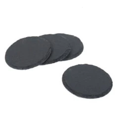 Orange85 Zwarte Onderzetters Voor Glazen 4 Stuks Leisteen Rond