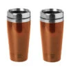 Merkloos 2x Stuks RVS Warmhoudbeker/warm Houd Beker Metallic Oranje 450 Ml - Thermosbeker