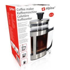 Alpina Cafetière - 1l - 8 Koffie - RVS/ Glas/ Kunststof -Keukendrank Winkel 3201730 9a08876f