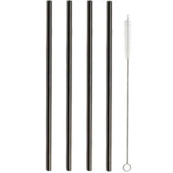 Sareva Herbruikbare Rietjes - Met Borstel - Zwart - 4 Stuks -Keukendrank Winkel 3247817 f0d4308e