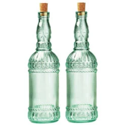 Bormioli Rocco 2x Stuks Glazen Fles/karaf Met Kurk En Dop 71 Cl - Schenkkannen