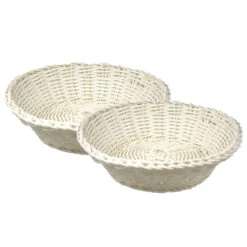 2x Stuks Ronde Broodmanden/serveermanden Wit Kunststof D20 X H8 Cm - Broodmand