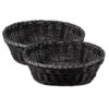 2x Stuks Ovale Broodmanden/serveermanden Zwart Kunststof L25 X B20 X H8 Cm - Broodmand
