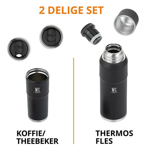 MacGyver Thermosflessen 2-delige Set 1.5 Ltr– RVS Thermoskan 1 Ltr – Reisbeker 0,55 Ltr 4 MacGyver Thermosflessen 2-delige Set 1.5 Ltr– RVS Thermoskan 1 Ltr – Reisbeker 0,55 Ltr - Afbeelding 2