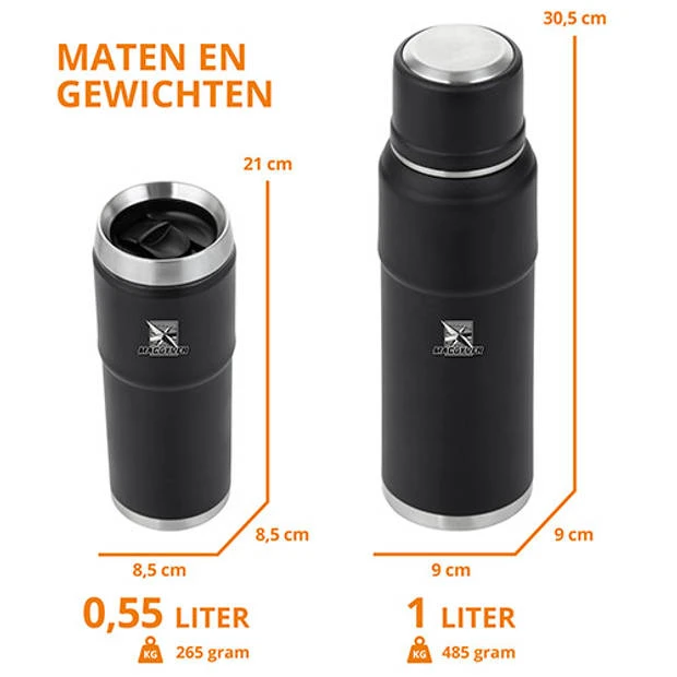 MacGyver Thermosflessen 2-delige Set 1.5 Ltr– RVS Thermoskan 1 Ltr – Reisbeker 0,55 Ltr 10 MacGyver Thermosflessen 2-delige Set 1.5 Ltr– RVS Thermoskan 1 Ltr – Reisbeker 0,55 Ltr - Afbeelding 8