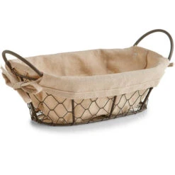 1x Vintage Brood Serveer Mandjes Metaaldraad 26 X 17 Cm - Broodmand