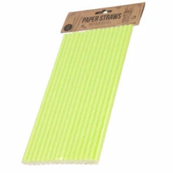 Merkloos 32x Papieren Drinkrietjes Lime Groen 24 Cm Milieuvriendelijk - Drinkrietjes