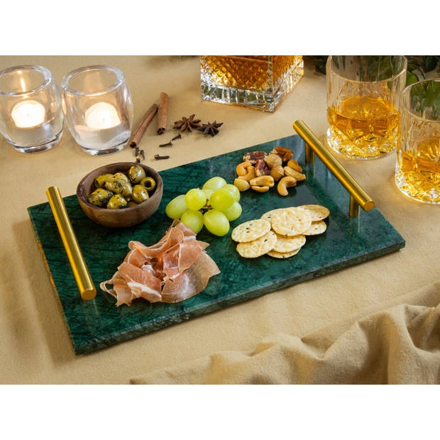 Jay Hill Dienblad - Met Handvatten - Marmer - Groen - 30 X 20 Cm 4 Jay Hill Dienblad - Met Handvatten - Marmer - Groen - 30 X 20 Cm - Afbeelding 2