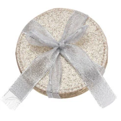 Merkloos 4x Stuks Kunststof Onderzetters Goud Glitter D10 Cm - Glazenonderzetters