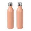Excellent Houseware 2x Stuks RVS Thermosflessen / Isoleerflessen Voor Onderweg 500 Ml Pastel Oranje - Thermosflessen