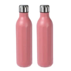Excellent Houseware 2x Stuks RVS Thermosflessen / Isoleerflessen Voor Onderweg 500 Ml Koraal Rood - Thermosflessen