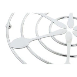 4x Stuks Metalen Pannenonderzetters Rond Zilver Met Bestek Patroon 20 Cm - Panonderzetters -Keukendrank Winkel 3559515 e3505f94