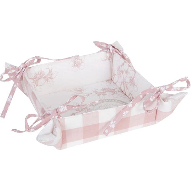 Clayre & Eef - Broodmand - Blossom - Lovely Flowers - Oudroze - 20 X 20 X 8 Cm 4 Clayre & Eef - Broodmand - Blossom - Lovely Flowers - Oudroze - 20 X 20 X 8 Cm - Afbeelding 2