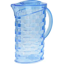Merkloos Schenkkan/waterkan Blauw Transparant Kunststof 2 Liter 24 Cm - Schenkkannen