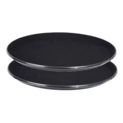 Merkloos 2x Stuks Zwart Anti-slip Dienbladen Kunststof Met Metalen Rand 36 Cm - Dienbladen
