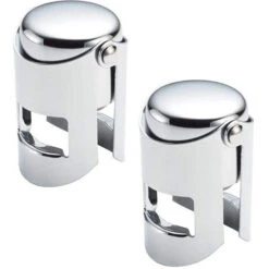 Set Van 2x Stuks Champagnefles Stoppers/afsluiters Verchroomd - Wijnafsluiters