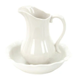 Clayre & Eef Witte Lampet Set Ø 24*5/Ø 13*21 Cm 60291