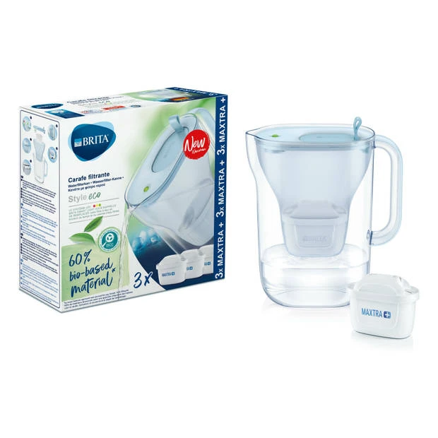 BRITA - Waterfilterkan Style Eco Cool - Blauw - 2,4l + 3 MAXTRA+ Waterfilterpatronen 5 BRITA - Waterfilterkan Style Eco Cool - Blauw - 2,4l + 3 MAXTRA+ Waterfilterpatronen - Afbeelding 3
