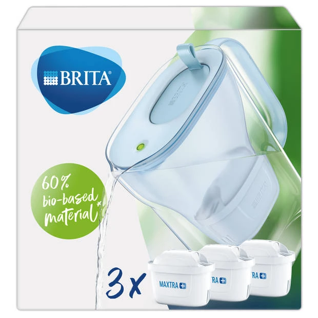 BRITA - Waterfilterkan Style Eco Cool - Blauw - 2,4l + 3 MAXTRA+ Waterfilterpatronen 3 BRITA - Waterfilterkan Style Eco Cool - Blauw - 2,4l + 3 MAXTRA+ Waterfilterpatronen
