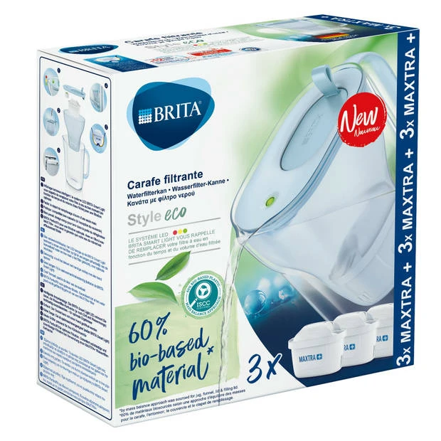 BRITA - Waterfilterkan Style Eco Cool - Blauw - 2,4l + 3 MAXTRA+ Waterfilterpatronen 8 BRITA - Waterfilterkan Style Eco Cool - Blauw - 2,4l + 3 MAXTRA+ Waterfilterpatronen - Afbeelding 6