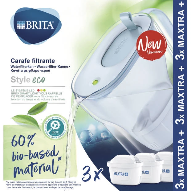 BRITA - Waterfilterkan Style Eco Cool - Blauw - 2,4l + 3 MAXTRA+ Waterfilterpatronen 7 BRITA - Waterfilterkan Style Eco Cool - Blauw - 2,4l + 3 MAXTRA+ Waterfilterpatronen - Afbeelding 5