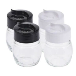 Excellent Houseware Setje Van 4x Stuks Peper En Zout Vaatjes / Strooiers Van Glas 5 X 7 Cm - Peper En Zoutstel