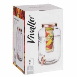 Glazen Drankdispenser/limonadetap Met Koper Kleur Dop/tap 8 Liter - Drankdispensers -Keukendrank Winkel 3785477 0098ae15