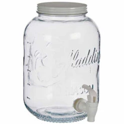 Glazen Drankdispenser/limonadetap Met Witte Kleur Dop/tap 3.8 Liter - Drankdispensers