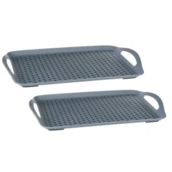 2x Stuks Dienbladen/serveerbladen Antislip Rechthoekig 45 X 32 Cm Grijs - Dienbladen