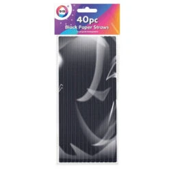 40x Papieren Drinkrietjes/cocktailrietjes Zwart 19,5 Cm - Drinkrietjes