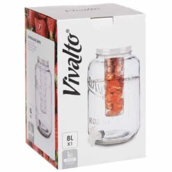 Glazen Drankdispenser/limonadetap Met Witte Kleur Dop/tap 8 Liter - Drankdispensers -Keukendrank Winkel 3792365 1375c42d