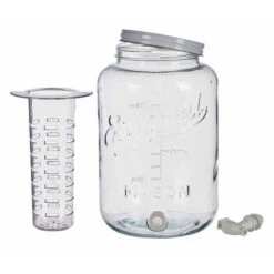 Glazen Drankdispenser/limonadetap Met Witte Kleur Dop/tap 8 Liter - Drankdispensers -Keukendrank Winkel 3792365 ca9c63b9
