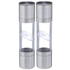 Set Van 2x Stuks Pepermolens/zoutmolens RVS Transparant 22 Cm - Peper En Zoutstel