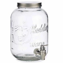 Glazen Drankdispenser/limonadetap Met Zilver Kleur Dop/tap 3.8 Liter - Drankdispensers