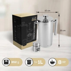 Rochester French Press - Cafetiere Met Bonenpotje - Koffiemaker - 1 Liter - Vaatwasserbestendig – Dubbelwandig - RVS 19 Rochester French Press - Cafetiere Met Bonenpotje - Koffiemaker - 1 Liter - Vaatwasserbestendig – Dubbelwandig - RVS -Keukendrank Winkel 3813902 1d69759d