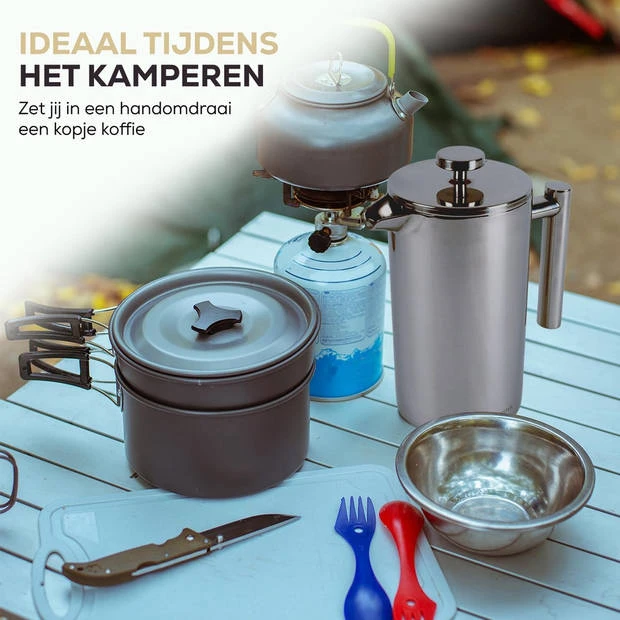 Rochester French Press - Cafetiere Met Bonenpotje - Koffiemaker - 1 Liter - Vaatwasserbestendig – Dubbelwandig - RVS 8 Rochester French Press - Cafetiere Met Bonenpotje - Koffiemaker - 1 Liter - Vaatwasserbestendig – Dubbelwandig - RVS - Afbeelding 6