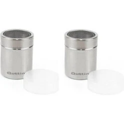 2-delige Set Quttin Cacao / Poeder Strooiers Met Deksel RVS Zilver Duo Set