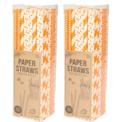 Papieren Drinkrietjes - 200x - Oranje - 20 Cm - Drinkrietjes