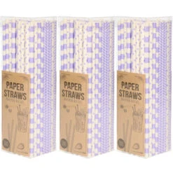 Papieren Drinkrietjes - 300x - Lila / Paars - 20 Cm - Drinkrietjes