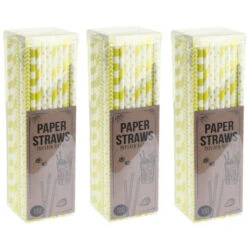 Papieren Drinkrietjes - 300x - Geel - 20 Cm - Drinkrietjes