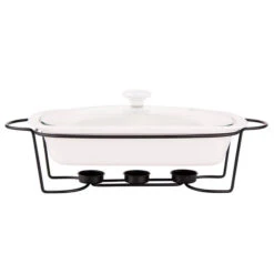 Altom Chafing Dish En Warmhoudbak Van Porselein 1.7L - Zwart / Wit