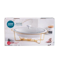 Altom Chafing Dish En Warmhoudbak Van Porselein Ovaal 1.4L Goud / Wit -Keukendrank Winkel 3899624 a47940ed