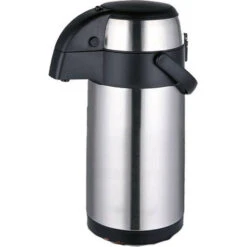 Michelino RVS Thermoskan Met Pomp - 3.0 Liter - Met Handgreep - Zilver