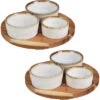 Excellent Houseware 2x Stuks Serveerplanken Acacia Hout D20 Cm Incl. 6x Luxe Keramiek Schaaltjes - Serveerplanken
