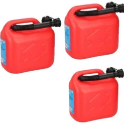 Synx Tools 3x Jerrycan Benzine 10L Rood Voor Brandstof En Water - Auto Tank- Inclusief Schenktuit / Met Tuit - Benzine