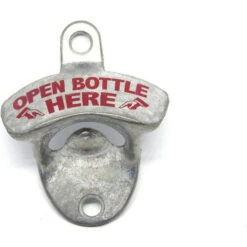 Merkloos Stalen Flesopener Open Bottle Here Met Schroeven - Retro Flesopener - Bieropener - Flesopener Muur Wand