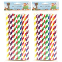 Merkloos Drinkrietjes - Papier - Set 100x - Multicolor Kleuren - 20 Cm - Verjaardag/feestje - Drinkrietjes